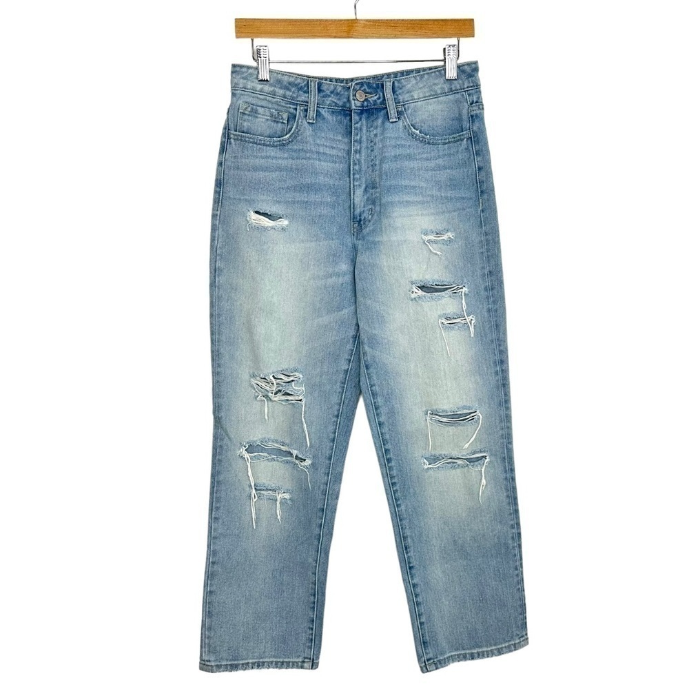 Vervet Womens Drew Distressed High Rise Jeans Sz 28 Cropped Light Wash Cotton
